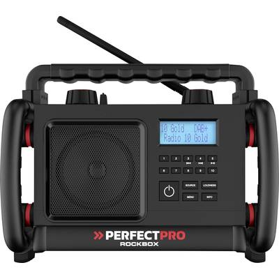 PerfectPro ROCKBOX Bouwradio DAB+, VHF (FM) AUX, Bluetooth Stofvast Zwart