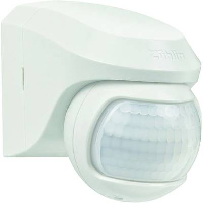 Bewegingsmelder in het wit met een kogelvormige sensorlens voor bewegingsdetectie aan gebouwen.
