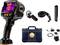 Set met warmtebeeldcamera, oplader, USB-kabel, beschermkoffer en draagriem. Ideaal voor professionele temperatuurmetingen.
