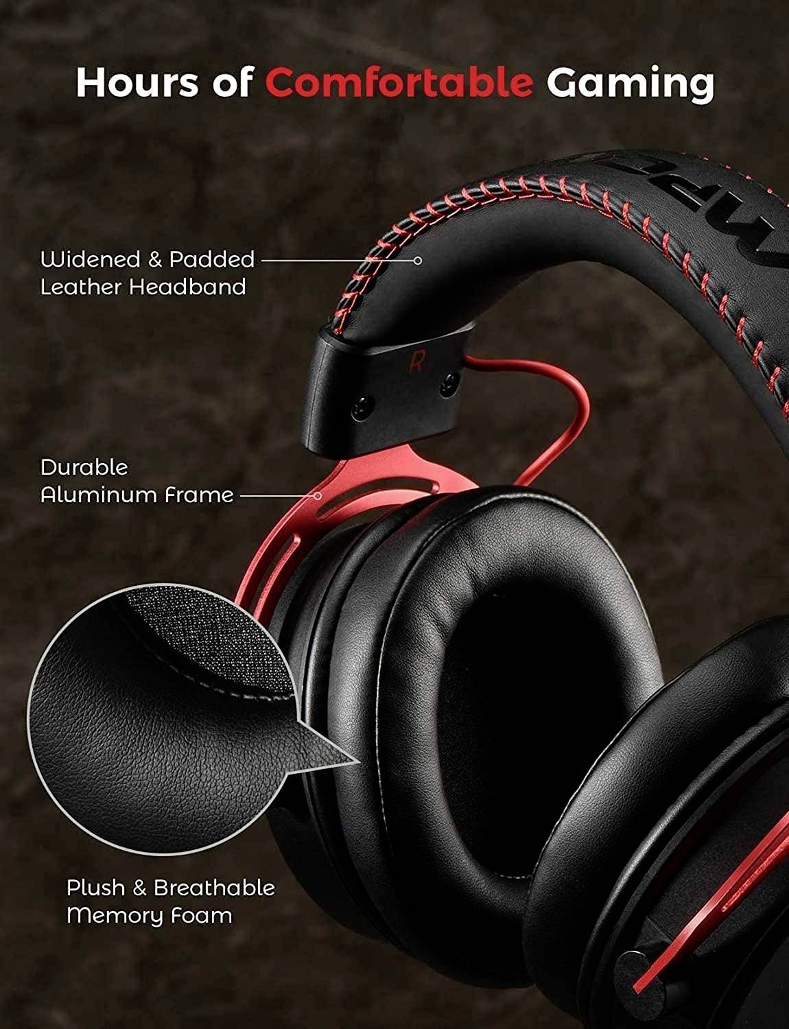 Mipow Over Ear headset Kabel Stereo Zwart, Rood Ruisonderdrukking (microfoon) Volumeregeling Gamen-3