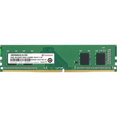 DDR4-RAM-module, 8GB capaciteit, Transcend merk, met meerdere geheugenchips en fabrikantenlabel.