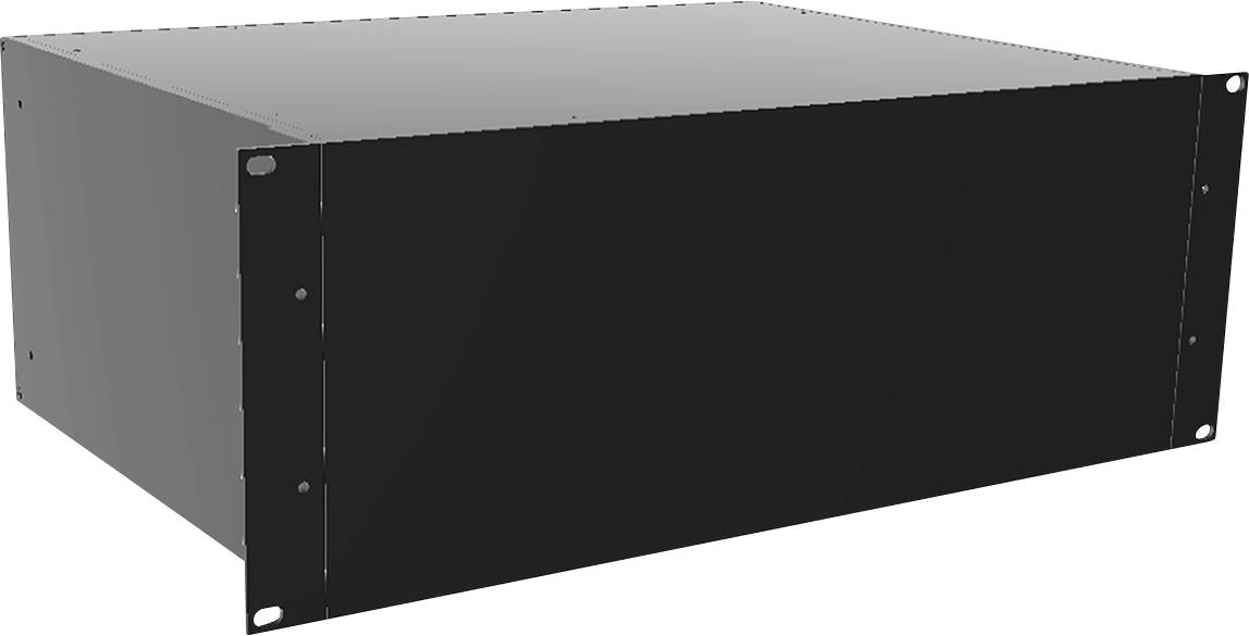 Zwarte serverrack in industrieel design, bekeken van opzij. Geschikt voor het huisvesten van serverunits in een datacenter.