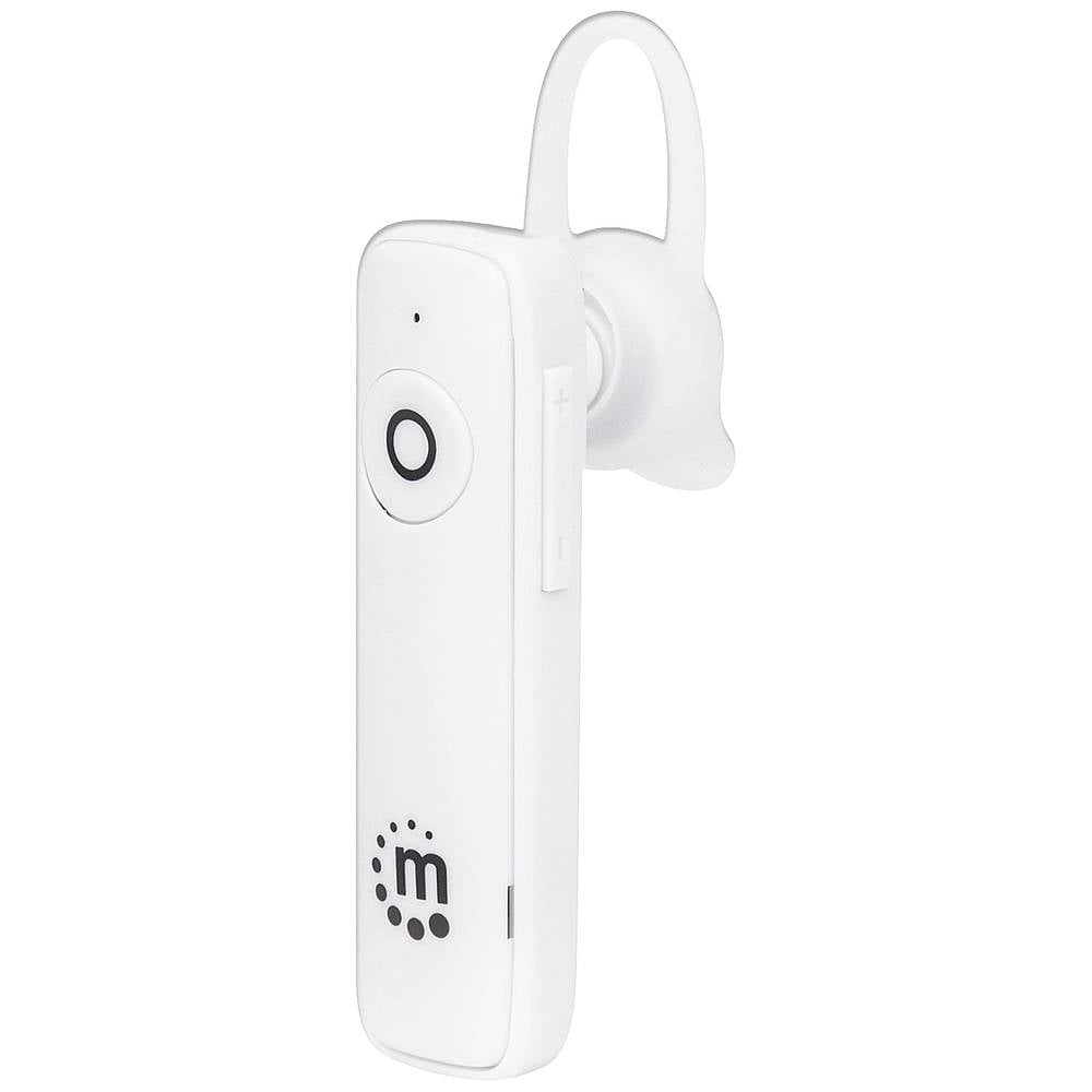 Manhattan 179621 In Ear headset Bluetooth Mobiele telefoon Mono Wit Volumeregeling