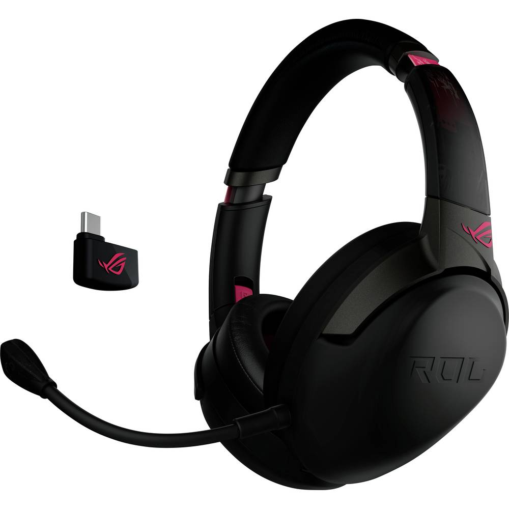 Asus ROG STRIX GO 2.4 Electro Punk Over Ear headset Gamen Bluetooth, Kabel Stereo Zwart, Roze Ruisonderdrukking (microfoon), Noise Cancelling