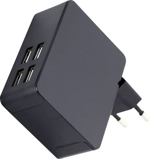 HN Power HNP36-4USB USB-oplader 36 W 4x USB-A Zwart Binnen