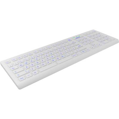 Keysonic KSK-8031INEL-Wh Toetsenbord Kabelgebonden QWERTZ, Duits Wit Verlicht, USB-aansluiting, Stofdicht, Spatwaterdich-0