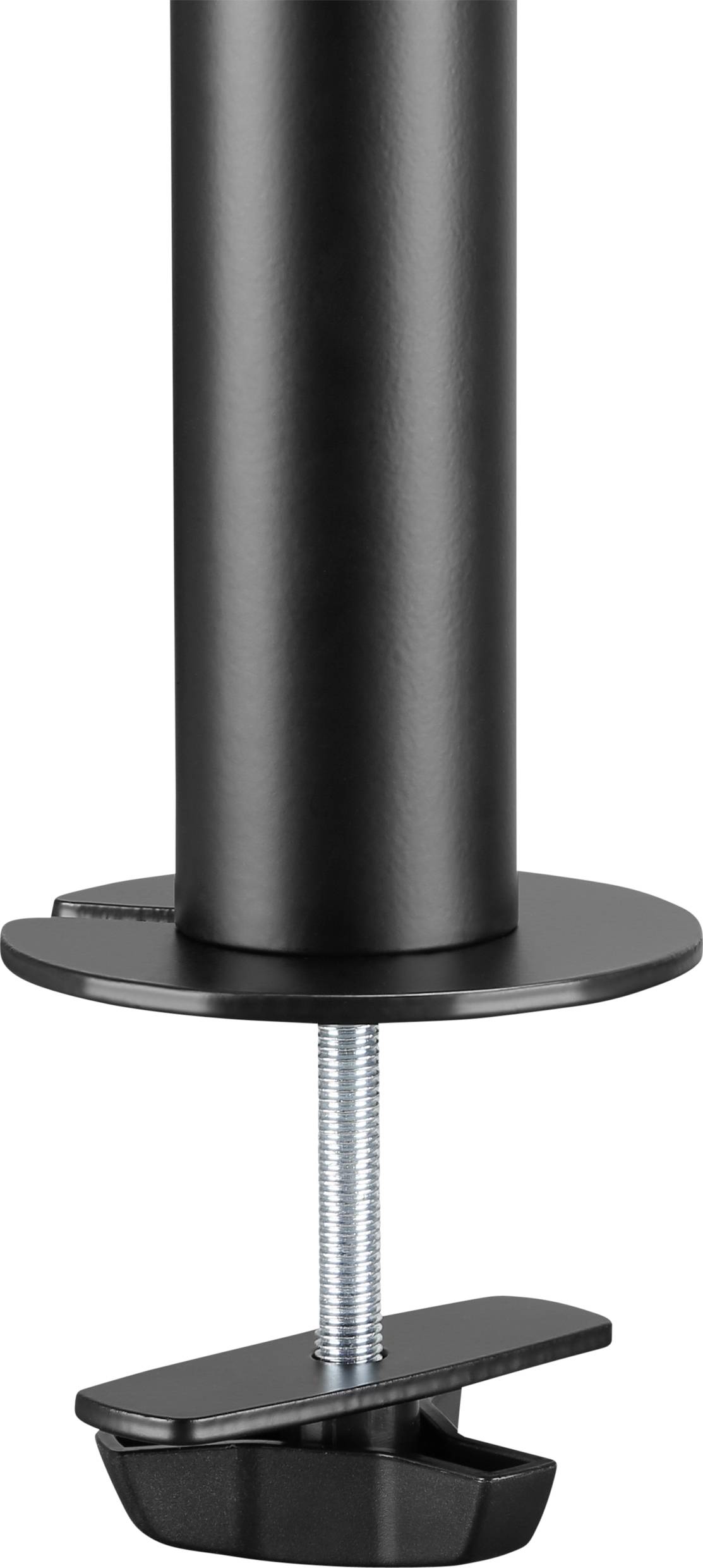 Zwart gelakte stang met een tafelklem die bedoeld is voor bevestiging aan de rand van een tafel.