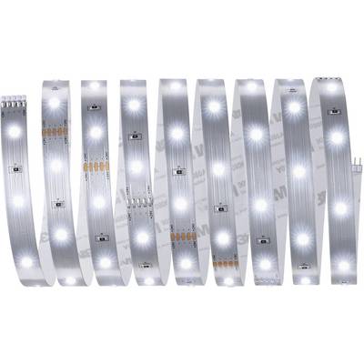 LED-lichtstrip met meerdere verlichtingspunten op regelmatige afstanden, opgerold en uitgevouwen tegen een neutrale achtergrond.