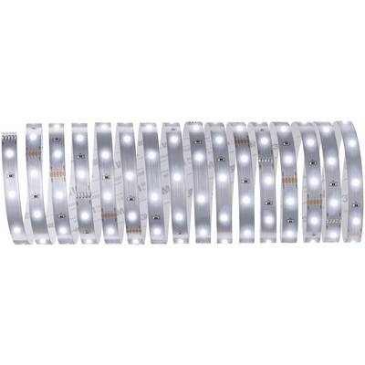Witte LED-lichtstrips op gelijkmatige afstanden geplaatst, schijnen helder. Ideaal voor decoratie of verlichting.