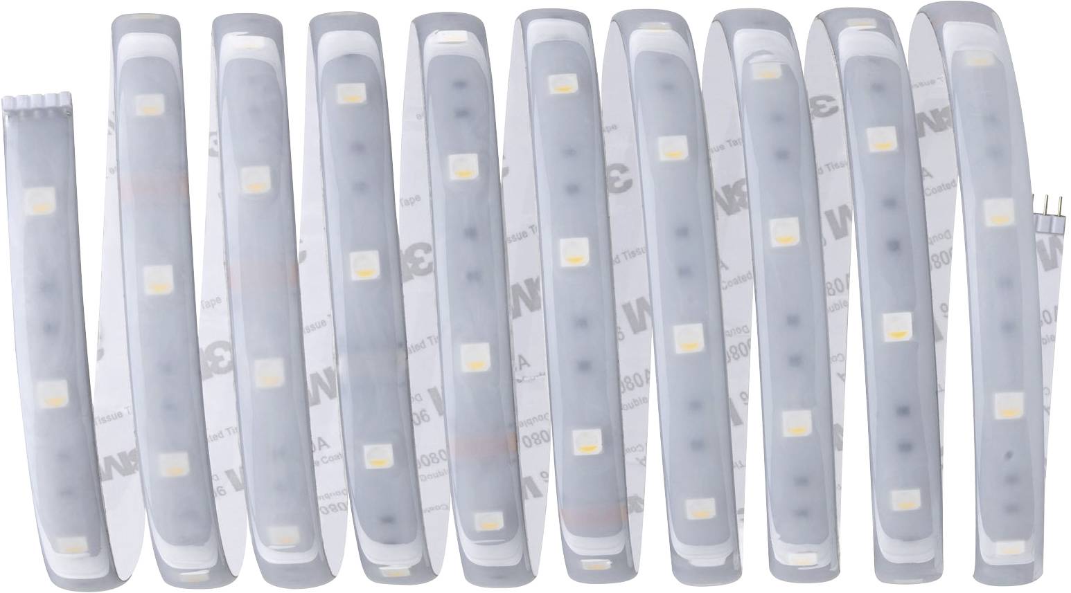 Flexibele LED-strip, opgerold. Witte LED's gelijkmatig verdeeld over het oppervlak, geschikt voor verlichtingstoepassingen.