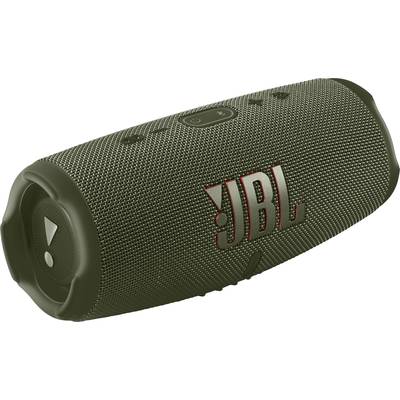 Een draagbare luidspreker met het 'JBL' logo aan de zijkant, geschikt voor draadloos audiostreamen.