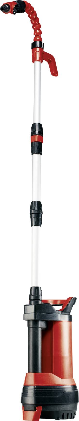 Rode en zwarte waterpomp met een lange, verstelbare handgreep. De pomp staat vrijstaand op een witte achtergrond.