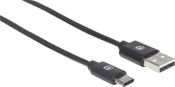 Manhattan 354936 USB-kabel USB 2.0 USB-A stekker, USB-C stekker 3.00 m Zwart