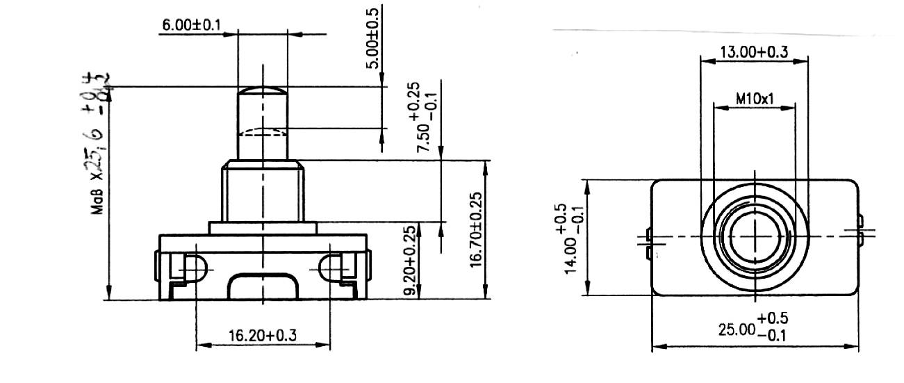 Technische tekening van een mechanisch onderdeel met gedetailleerde maatvoering, inclusief hoeken en diameters voor precisie fabricage.