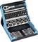 Gereedschapsset met verschillende opzetstukken, bits en ratel. Ideaal voor reparatiewerkzaamheden, uitgebreid assortiment voor diverse toepassingen.
