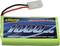 Groene NiMH-accu met opdruk '1000 mAh, 9.6 V, High Performance'. Zwarte en rode kabels met witte aansluiting.