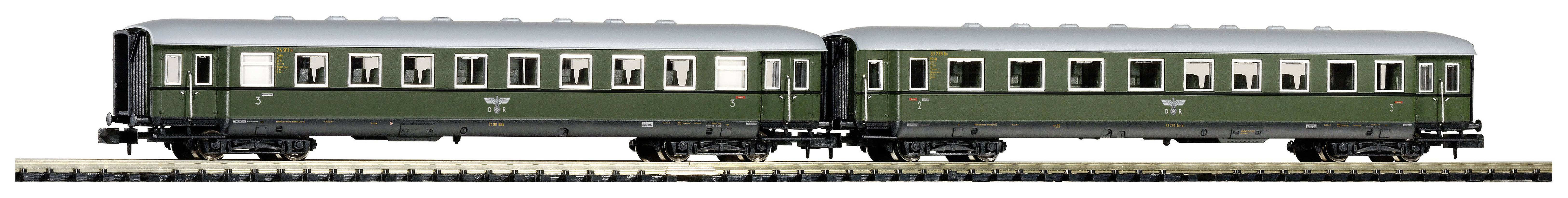 Piko N 40623 N 2-delige set schort-sneltreinrijtuigen 2e/3e klas en 3e klas van de DRB 2e/3e klas
