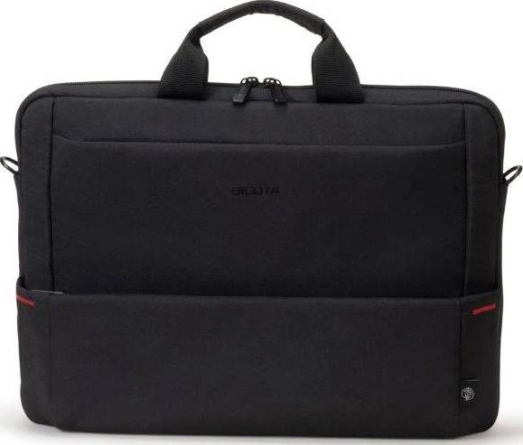 Zwarte laptoptas met handgreep en rits, strak design, geschikt voor het veilig vervoeren van mobiele apparaten.