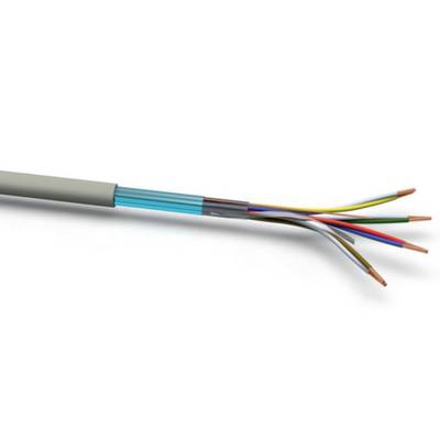 Een open, meeraderig kabel met verschillende gekleurde draden is zichtbaar.