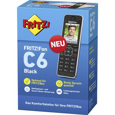 AVM FRITZ!FON C6 Black Edition Draadloze VoIP-telefoon Antwoordapparaat, Babyfoon, Handsfree, PIN-code LC-display Zwart