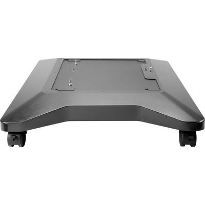 Zwarte, platte voet van een meubelstuk met vier wielen, waarschijnlijk geschikt voor een monitorstandaard of televisieframe.