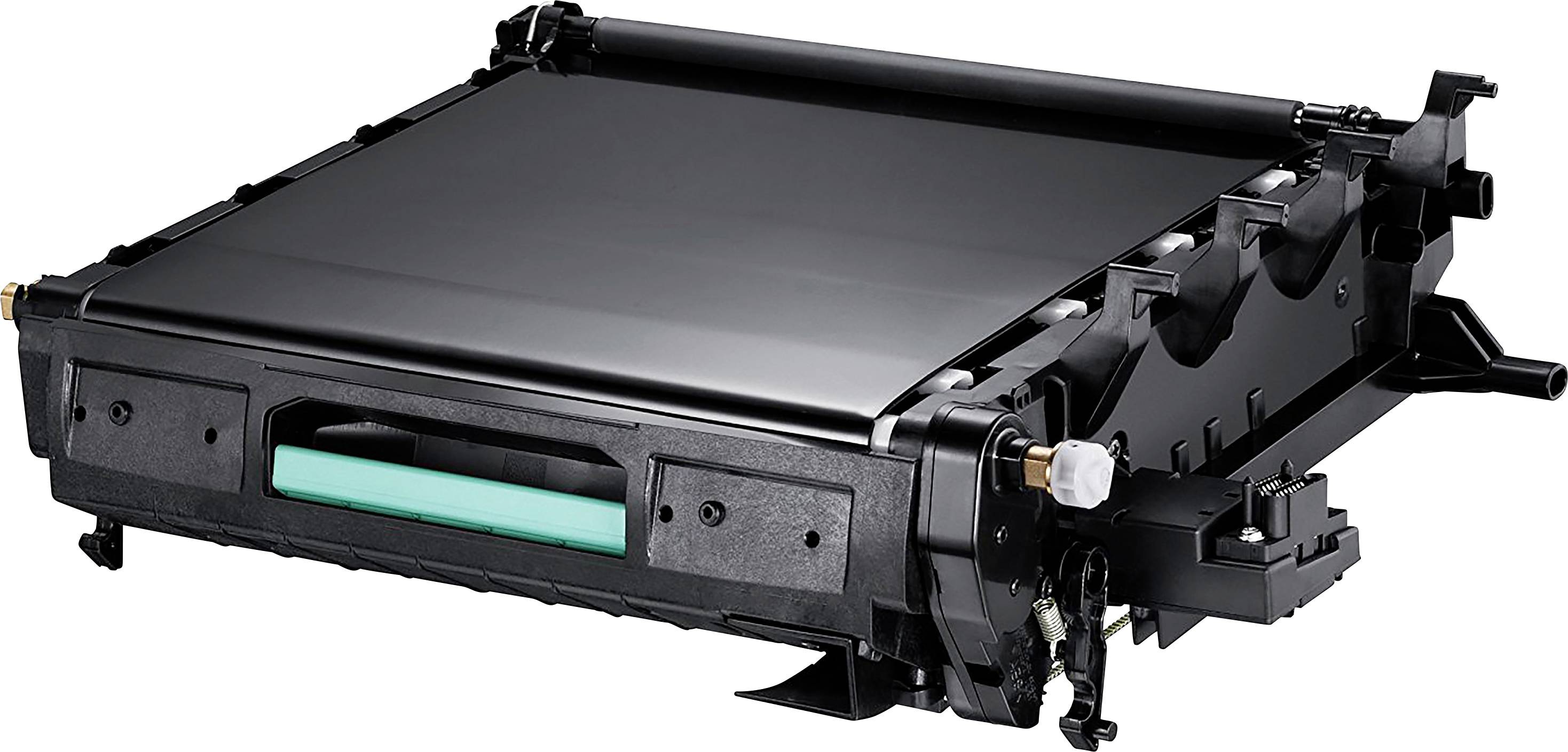 Zwart trommel- en ontwikkelingskit voor een printer, met zichtbare handgreep en mechanische componenten voor montage.