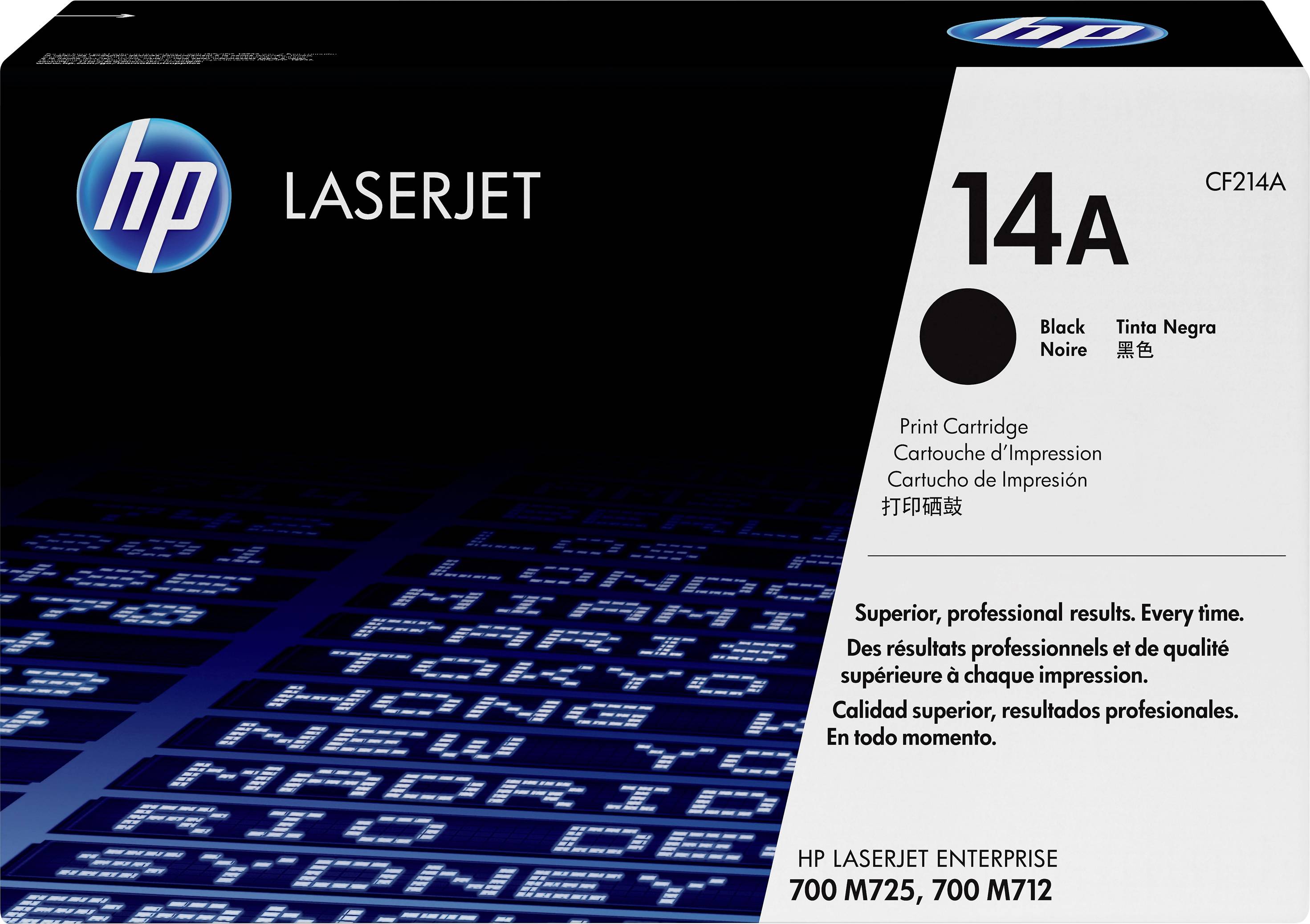 HP LaserJet 14A cartridge in doos, geschikt voor gebruik in HP LaserJet Enterprise 700 M725, 700 M712 printers.