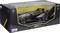 Modelauto van de 'Lambo V12 Vision Gran Turismo' in zwarte doos, schaal 1:18, met gouden accenten en details.