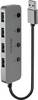 LINDY 4 Port USB 3.0 Hub mit Ein-/Ausschaltern 43309 USB-hub 4 poorten USB-A USB 3.0 5 GBit/s Individueel schakelbaar Grijs