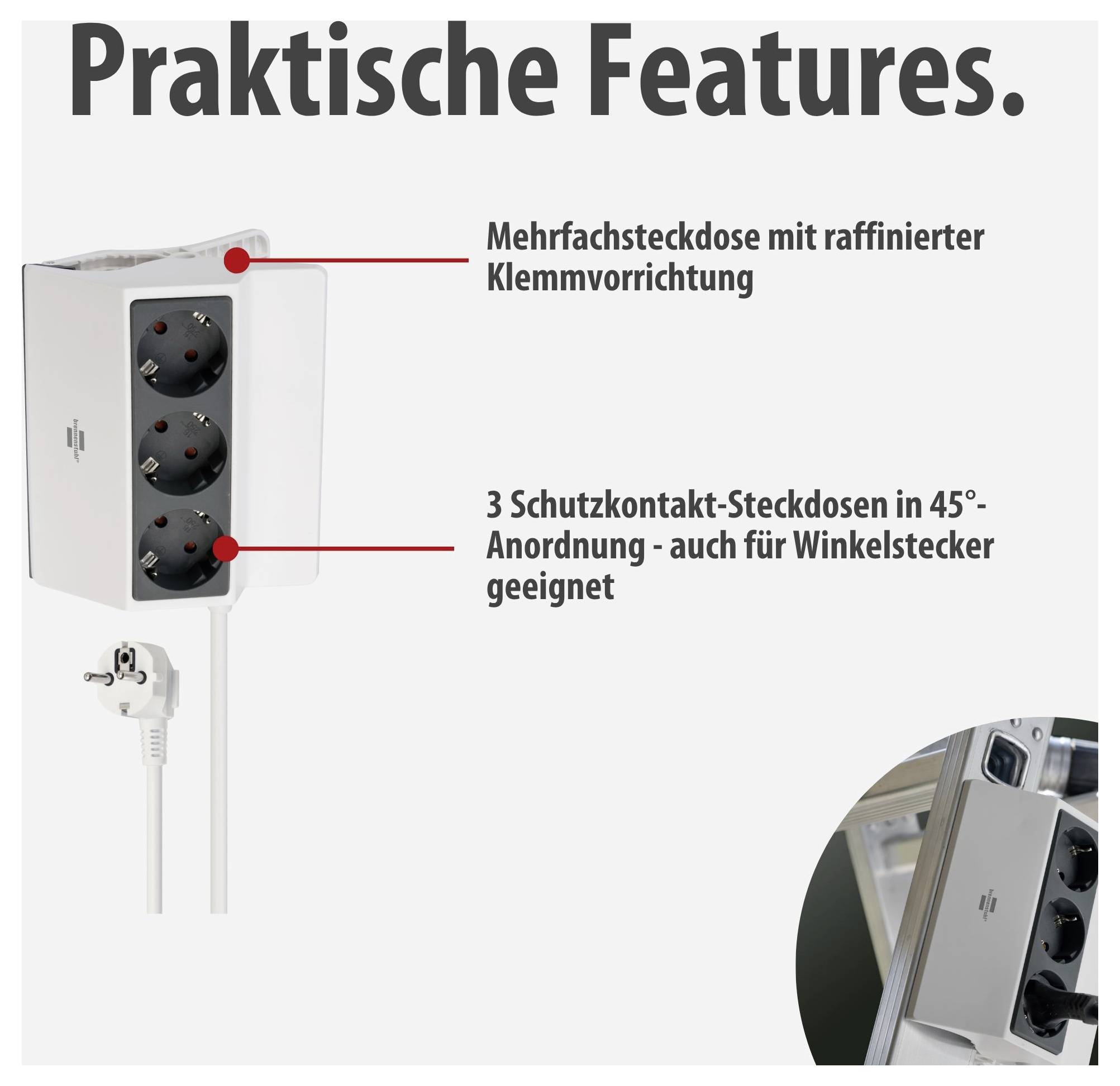 Brennenstuhl 1150070 Stekkerdoos Wit, Antraciet Randaarde stekker 1 stuk(s)-2