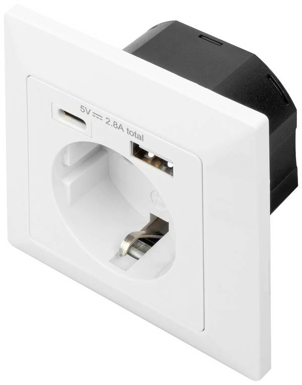 Digitus DA-70615  Stopcontact (onderbouw)  Met USB  Wit