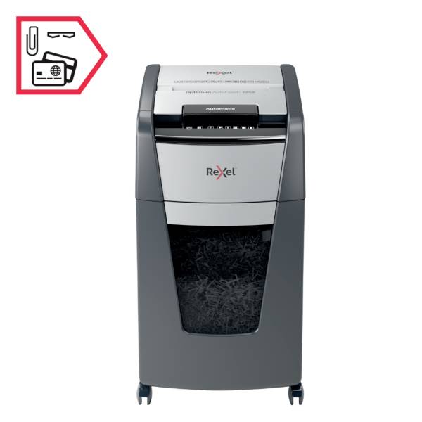 Rexel Optimum AutoFeed+ 225X Papierversnipperaar 225 vellen Micro cut 4 x 25 mm P-4 60 l Ook geschikt voor Paperclips, N-7