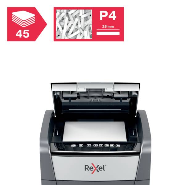 Rexel Optimum AutoFeed 45X Papierversnipperaar 45 vellen Micro cut 4 x 28 mm P-4 20 l Ook geschikt voor Paperclips, Niet-3