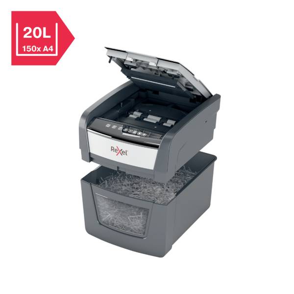 Rexel Optimum AutoFeed 45X Papierversnipperaar 45 vellen Micro cut 4 x 28 mm P-4 20 l Ook geschikt voor Paperclips, Niet-9