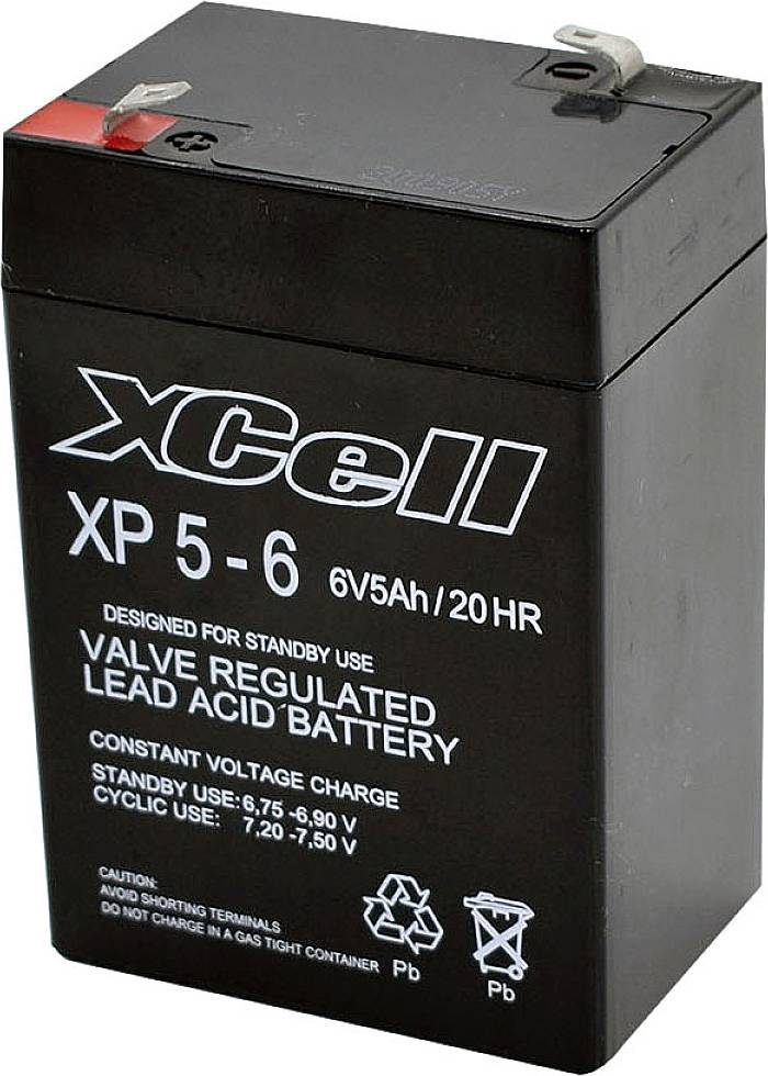XCell XP 5 - 6 XCEXP56 Loodaccu 6 V 5 Ah Loodvlies (AGM) (b x h x d) 70 x 107 x 47 mm Kabelschoen 4.8 mm Onderhoudsvrij
