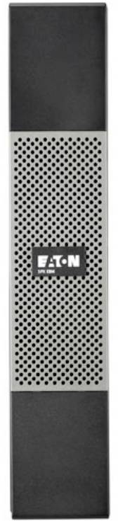 Een zwart, smal technisch apparaat met een geperforeerde voorkant en een zichtbaar 'EATON'-logo in het midden.