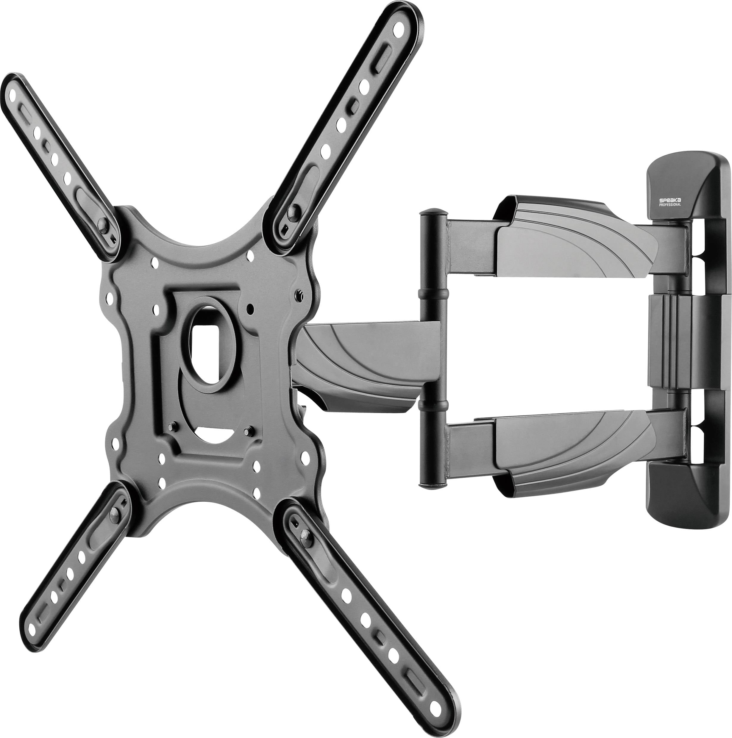 TV-wandsteun met draaibare arm en VESA-bevestiging, maakt flexibele positionering van de televisie aan de muur mogelijk.