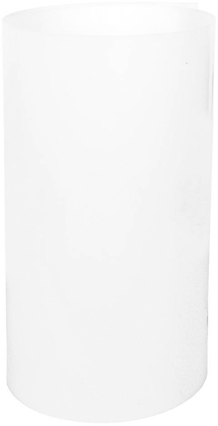 Een witte, cilindevormige container met een eenvoudig design, rechtop staand.