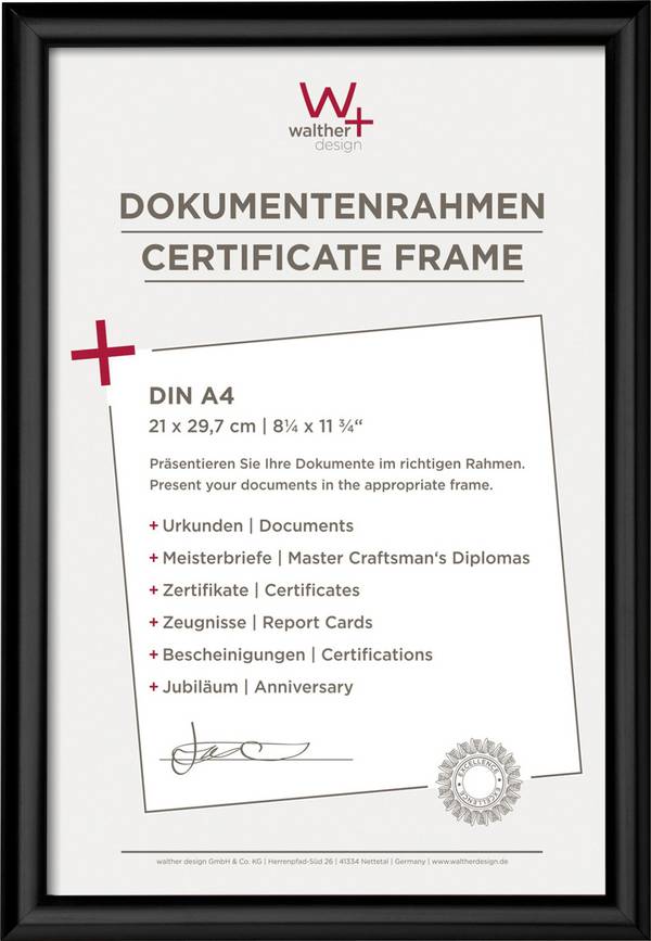 walther+ design KP130B Wissellijst Papierformaat: DIN A4 (b x h x d) 1.70 x 32.80 x 23.80 cm Zwart