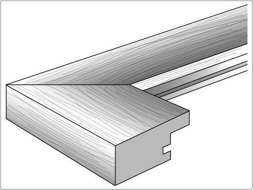 Houtverbinding in zwaluwstaartmodel toont de verweven verbinding tussen twee houten onderdelen. Structuur en pasvorm zijn gedetailleerd weergegeven.