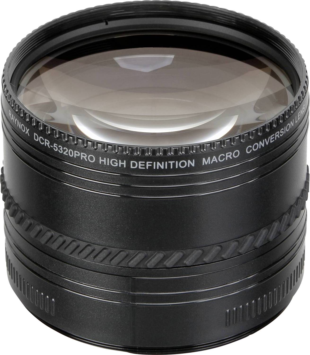Zwart macroconversieobjectief met de opdruk 'DCR-5320PRO High Definition'.