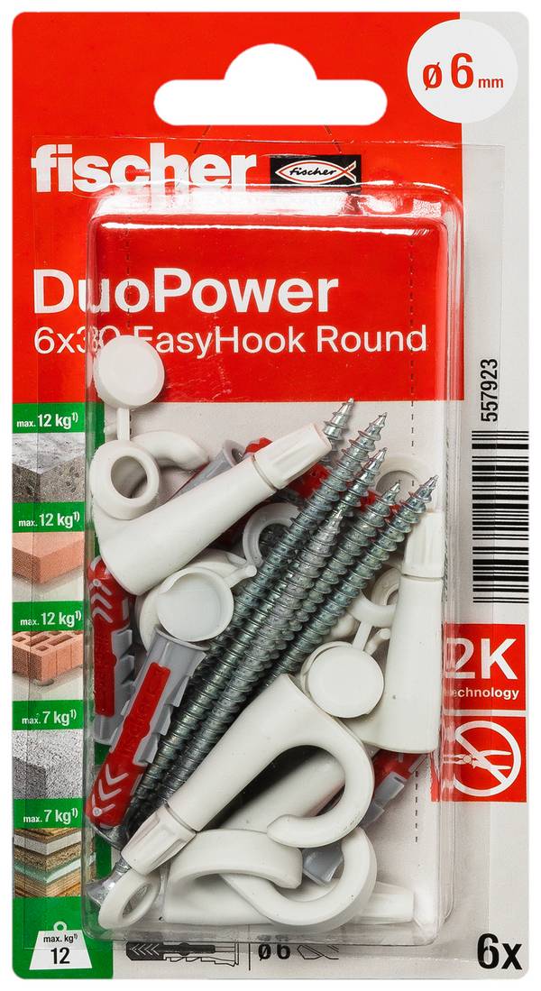 Fischer DuoPower 6x30 EasyHook Round K (6) Plugassortiment   557923 1 set(s)