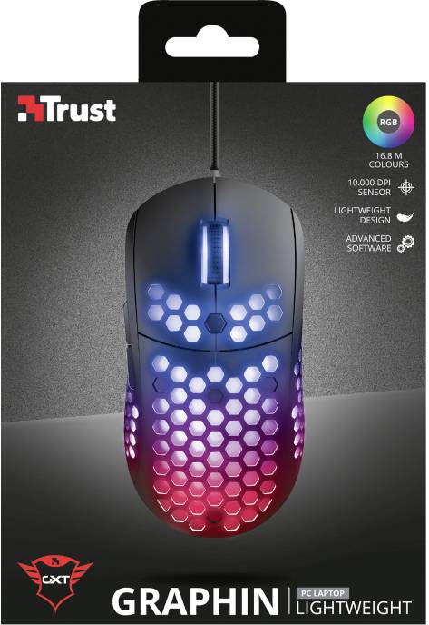 Trust GXT960 graphin lightweight Muis USB Zwart 6 Toetsen 200 dpi, 10000 dpi Verlicht-3