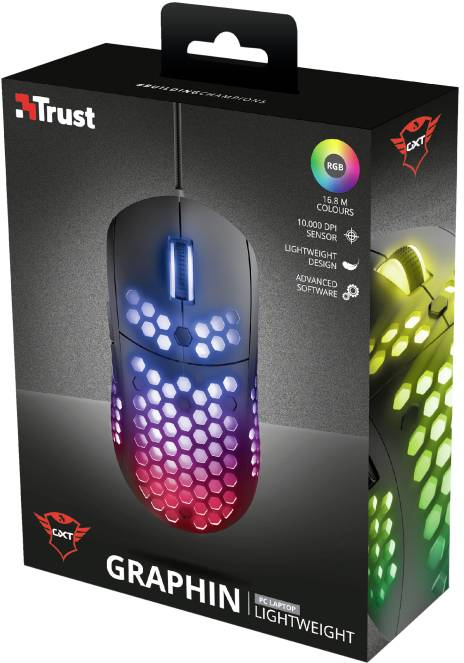 Trust GXT960 graphin lightweight Muis USB Zwart 6 Toetsen 200 dpi, 10000 dpi Verlicht-5