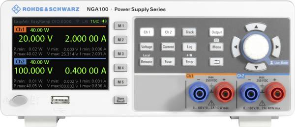 Rohde & Schwarz NGA142 Labvoeding, regelbaar  100 V (max.) 2 A (max.) 80 W  Op afstand bedienbaar, Programmeerbaar Aantal uitgangen 2 x