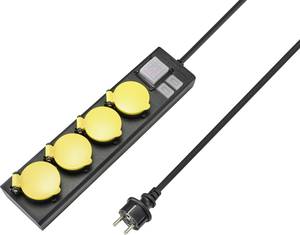 Conrad Sygonix RF-4737806 Stekkerdoos met schakelaar Zwart, Geel Randaarde stekker 1 stuk(s) aanbieding