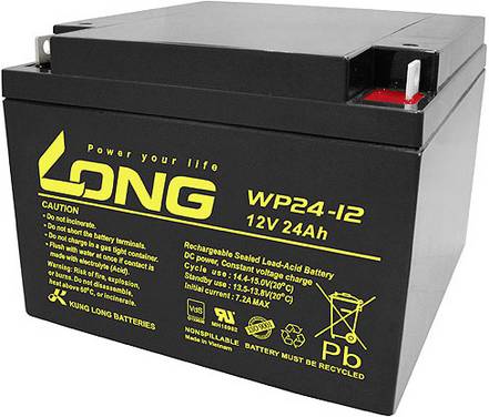 Long WP24-12 Loodaccu 12 V 24 Ah Loodvlies (AGM) (b x h x d) 166 x 125 x 175 mm M5-schroefaansluiting VDS-certificering, Geringe zelfontlading, Onderhoudsvrij