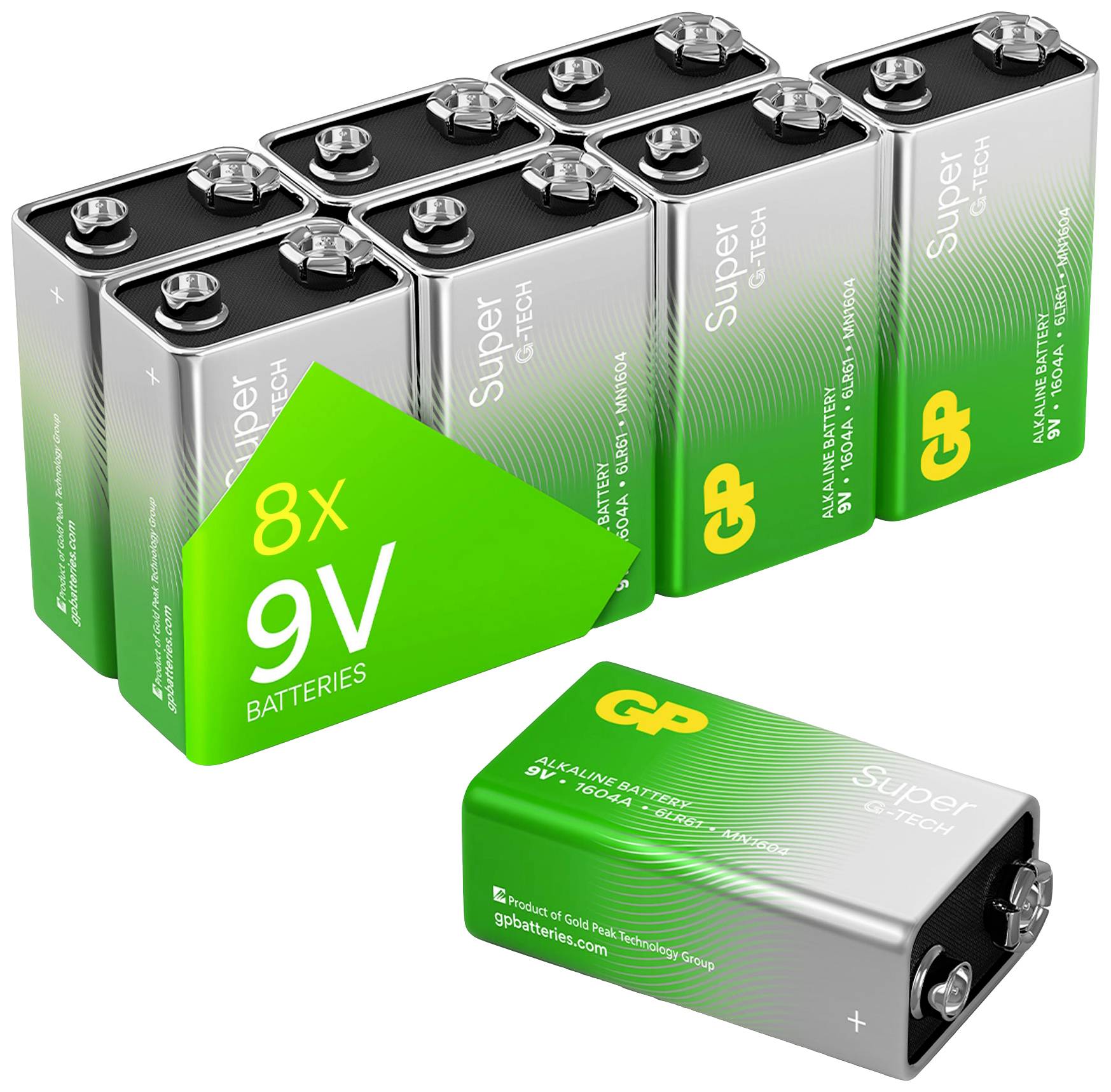 Kolonisten pakket recept GP Batteries GP1604A-2LB8 9V batterij (blok) Alkaline 9 V 8 stuk(s) kopen ?  Conrad Electronic