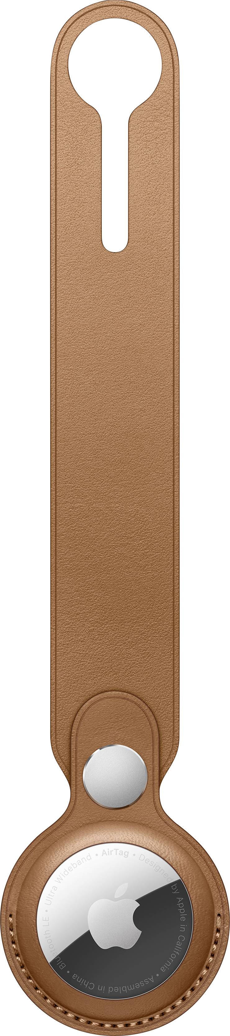 Bruine leren hanger met ronde houder voor een AirTag.