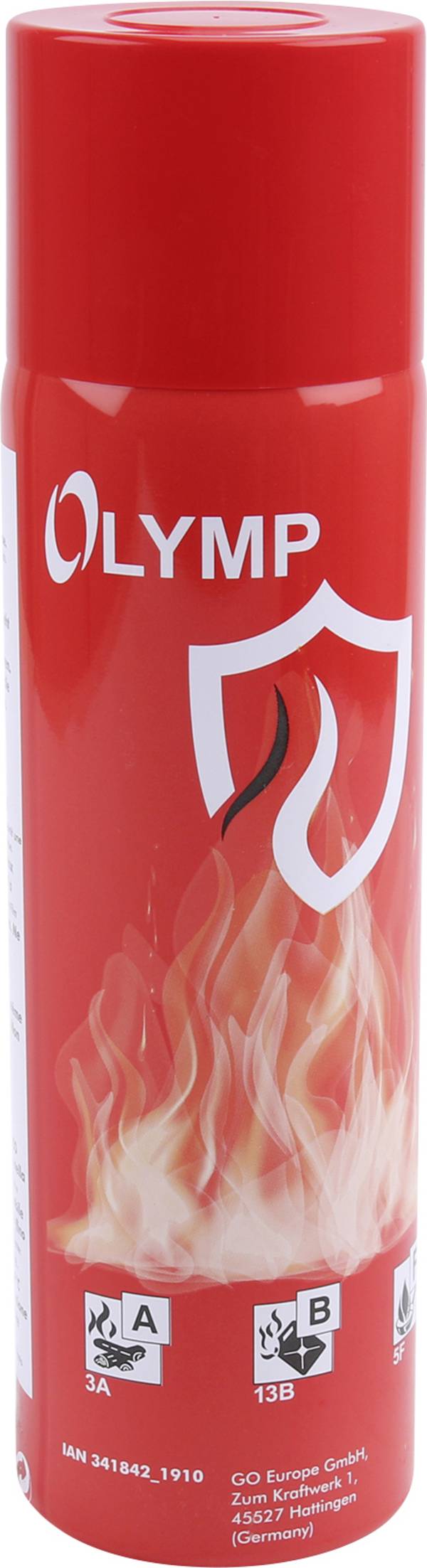 Olymp brandblusschuim/spray in een displayverpakking van 12 stuks, rood